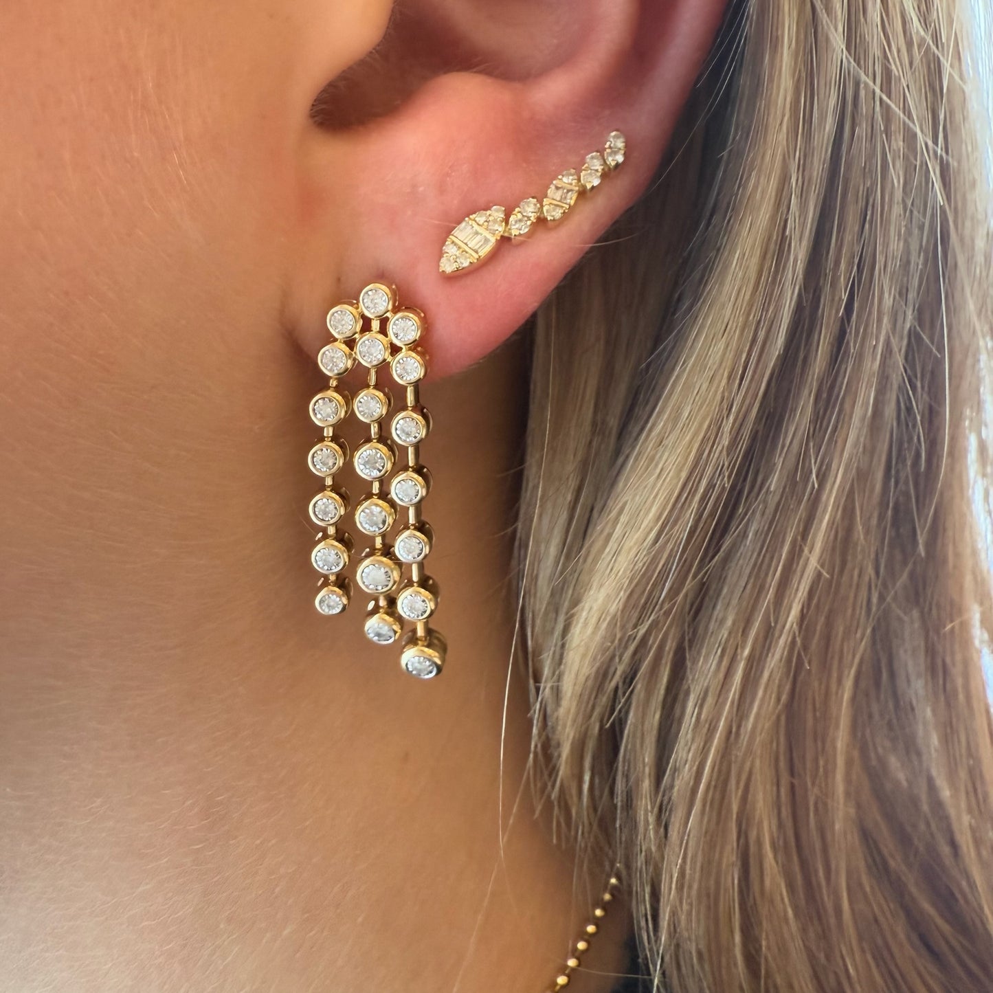 Hanging Bezel Diamond Earrings