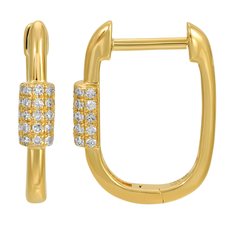 Gold & Diamond Pave Carabiner Earrings