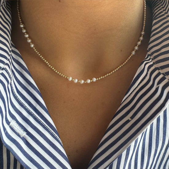 2 mm Ball Necklace w Pearls + Charms