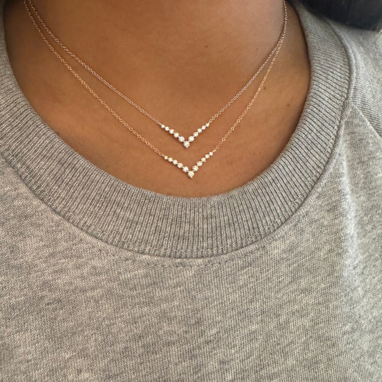 Graduated Diamond Chevron Necklace
