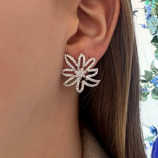 Rachel Anniversary Diamond Flower Earrings
