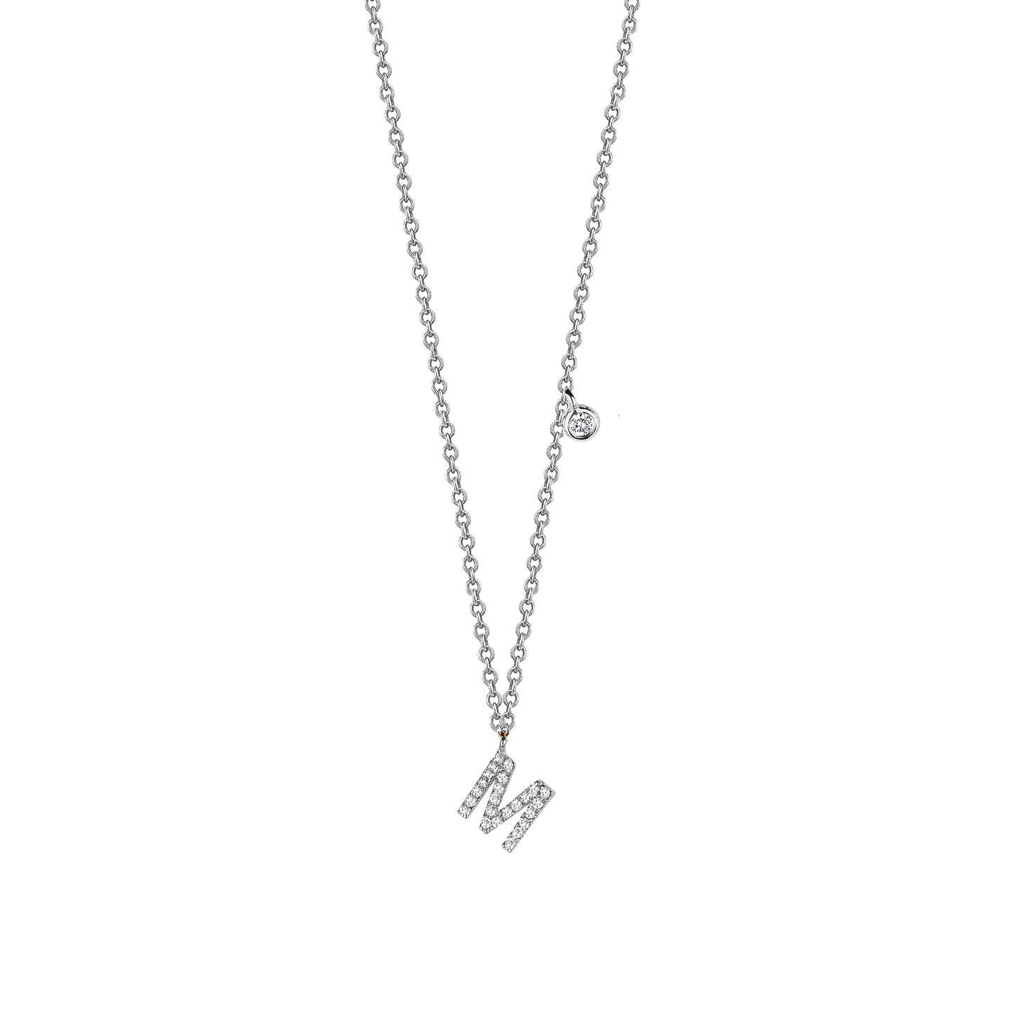 Diamond Initial & Bezel Chain Necklace