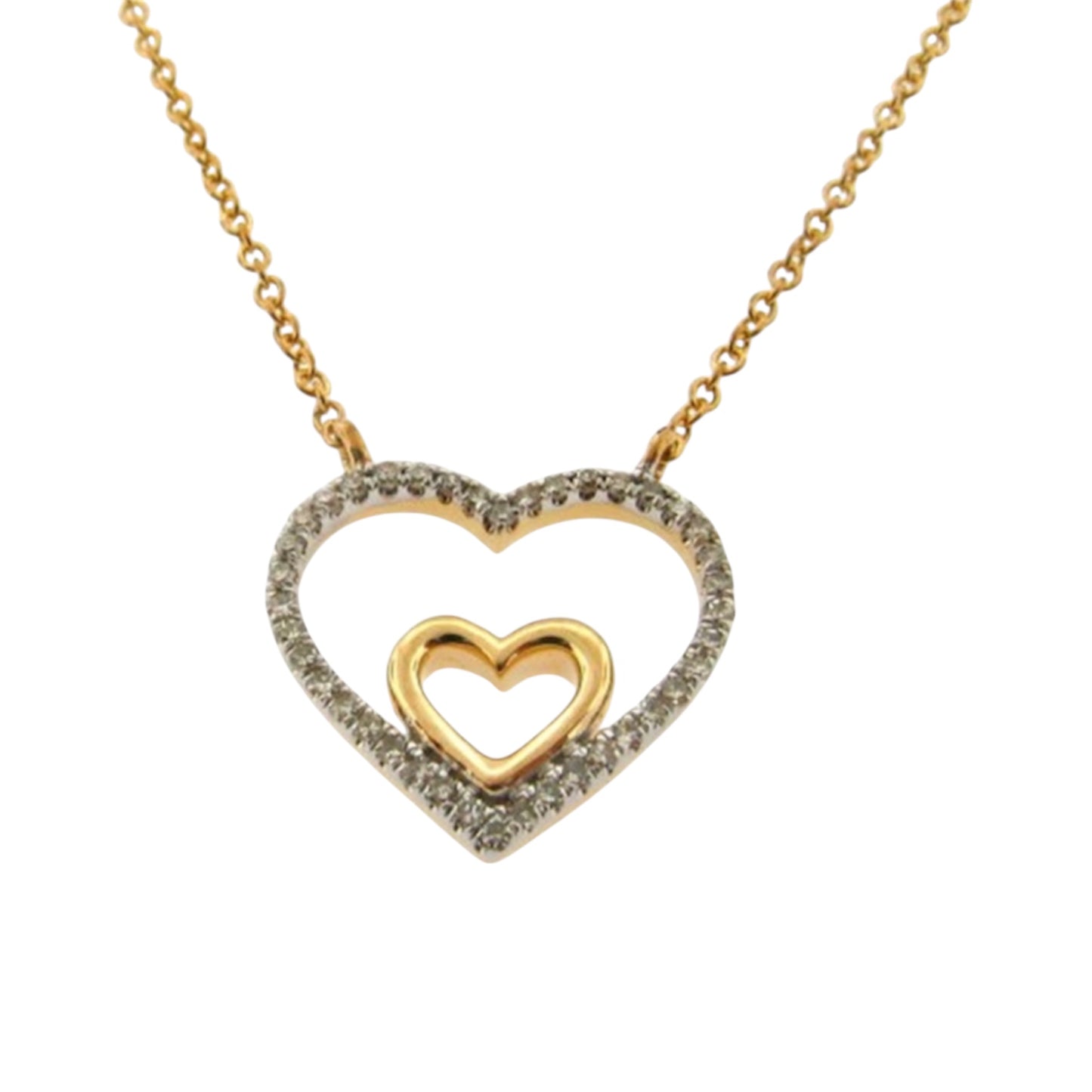 Gold & Diamond Double Heart Necklace