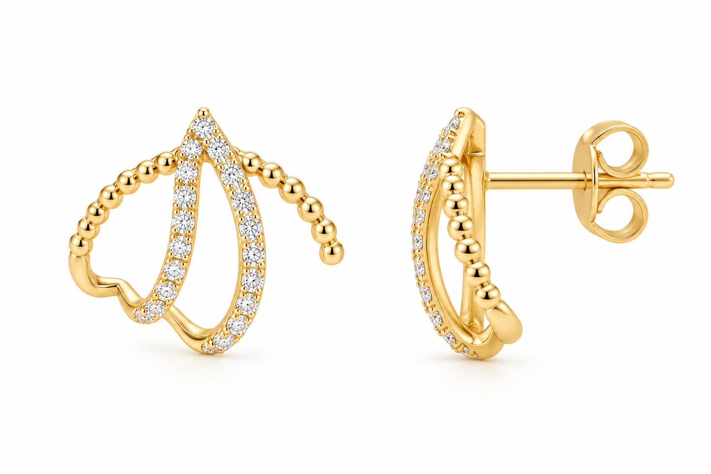 Diamond & Gold Ball Cage Earrings