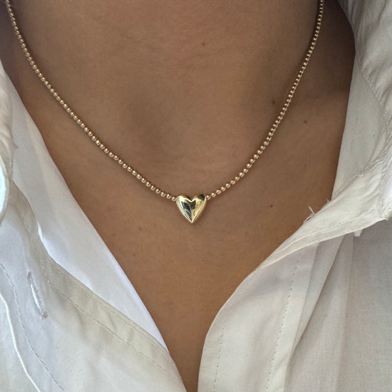 2 mm Gold Fill Puffed Heart Necklace