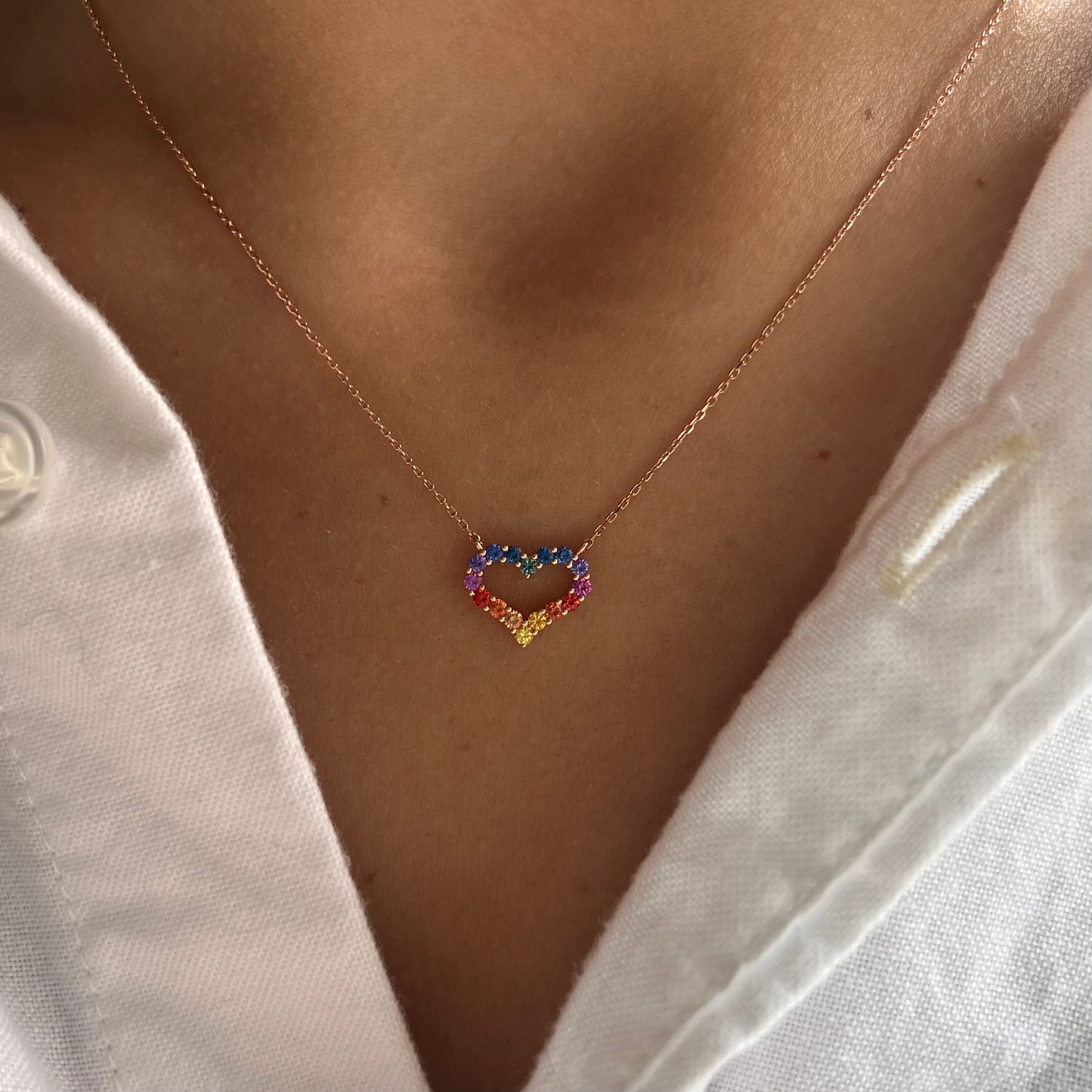 Small Rainbow Heart Necklace