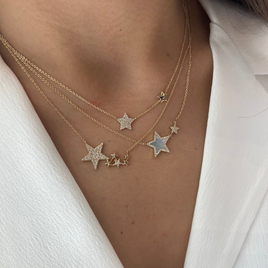 Diamond Star + Gold Star Chain Necklace