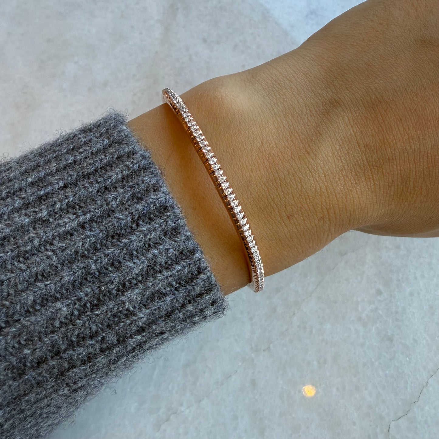 Rose Gold & Diamond Stretch Bracelet
