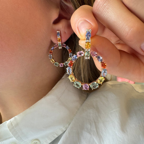 Drop Disc Rainbow Earrings