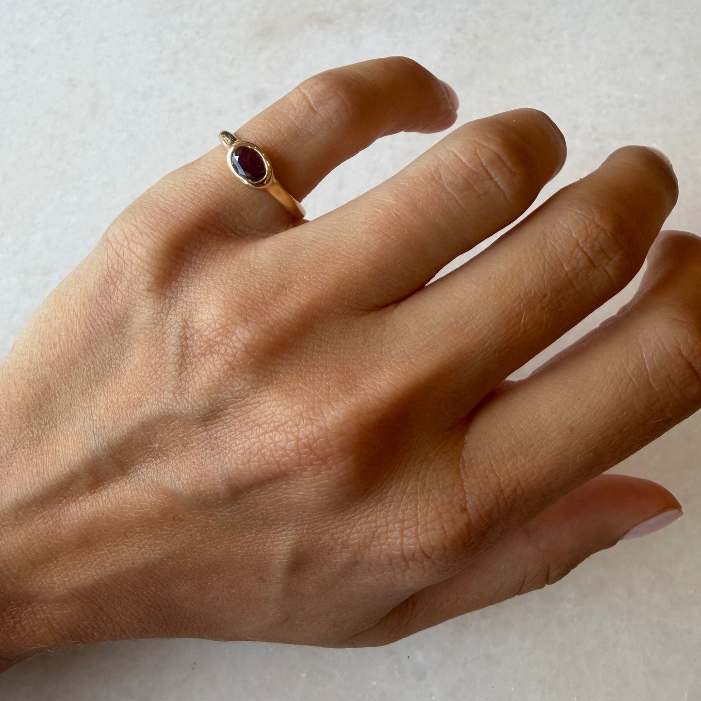Ruby Oval Bezel Ring
