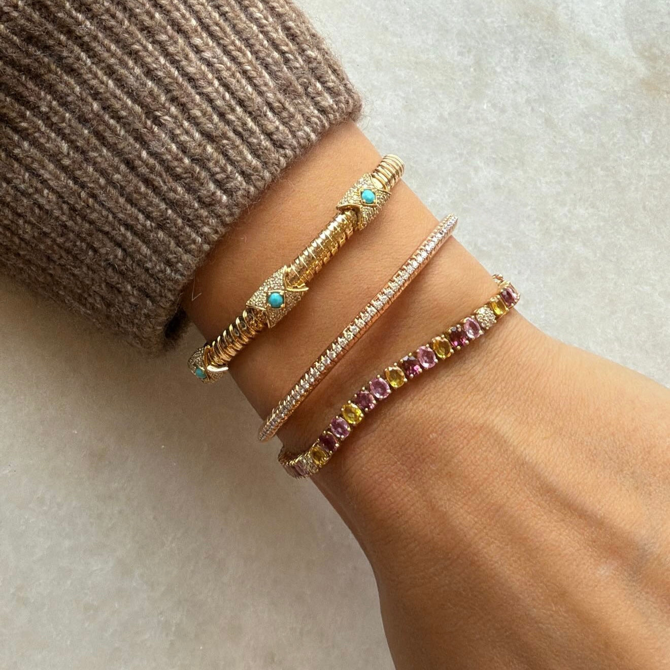 Rose Gold & Diamond Stretch Bracelet