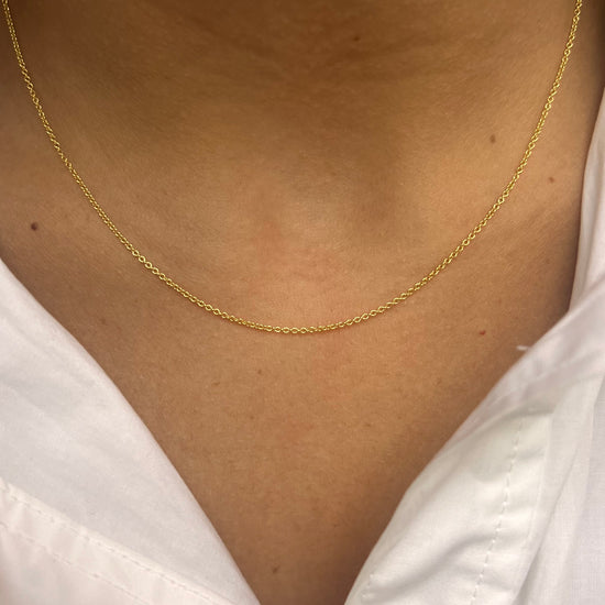 Skinny Classic Gold Cable Chain Necklace, 1.4 G