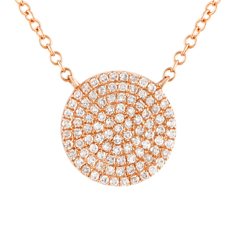 Large Pave Diamond Disc on Chain Necklace