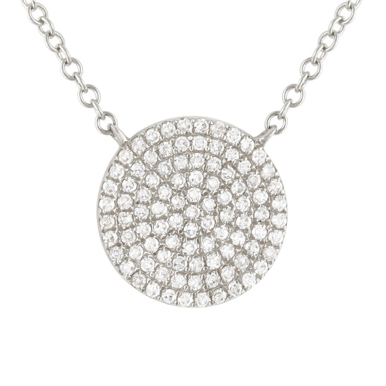 Large Pave Diamond Disc on Chain Necklace