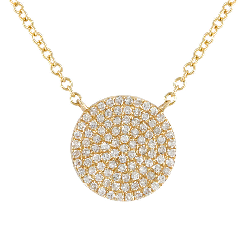 Large Pave Diamond Disc on Chain Necklace