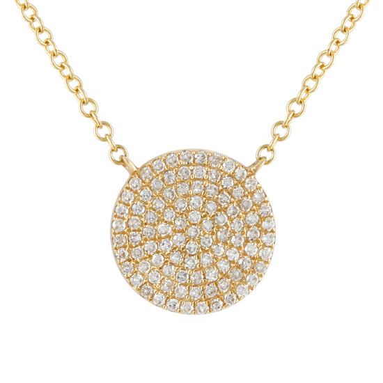 Large Pave Diamond Disc on Chain Necklace