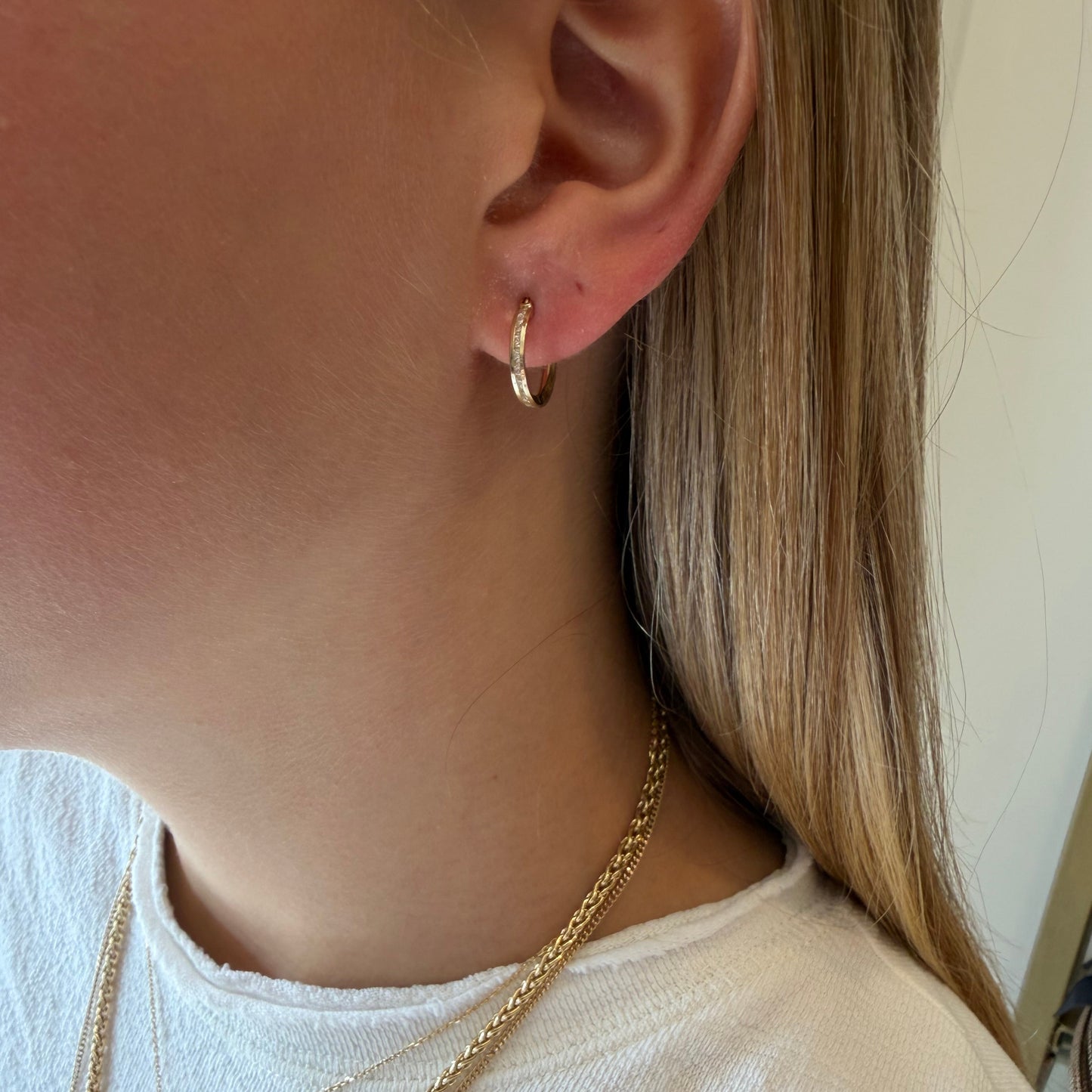 Round Huggies W/ White Sapphires