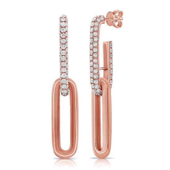 Hanging Diamond & Gold Paperclip Earrings