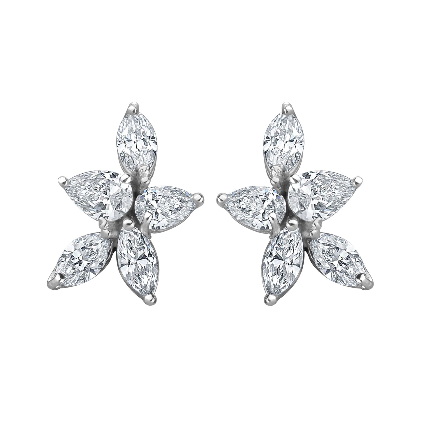 Lab Marque & Pear Diamond Cluster Earrings