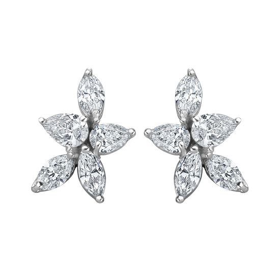 Lab Marque & Pear Diamond Cluster Earrings