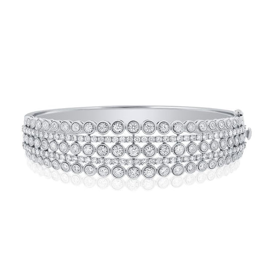 5 Row Bezel & Four Prong Diamond Bangle