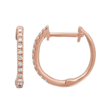 Diamond Mini Round Huggie Earrings, 12 mm