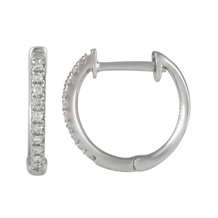 Diamond Mini Round Huggie Earrings, 12 mm