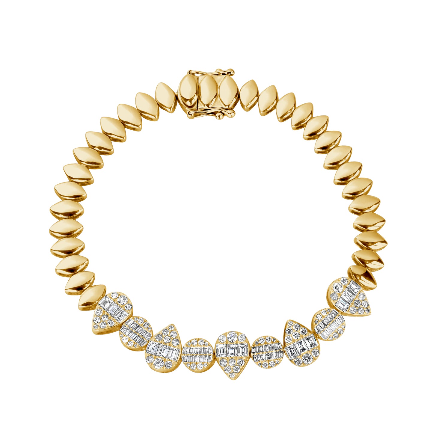 Partway Illusion Round & Pear Diamond on Gold Marquee Chain