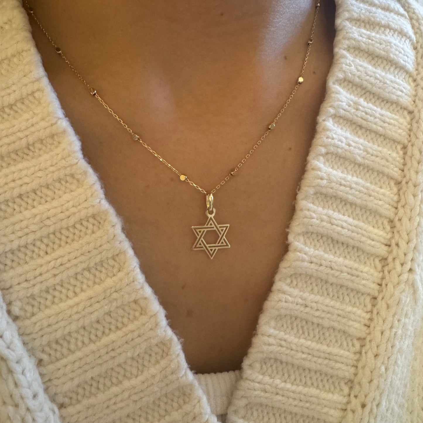 Dainty Thin Gold Magen David Charm