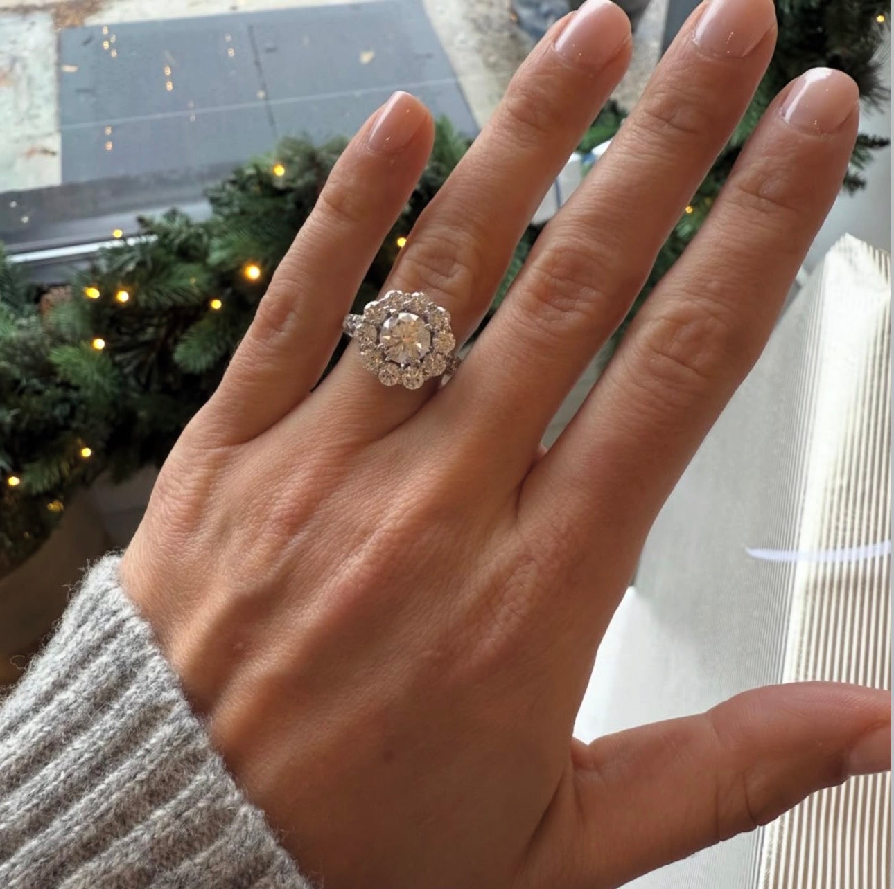 Lab Diamond Flower Ring