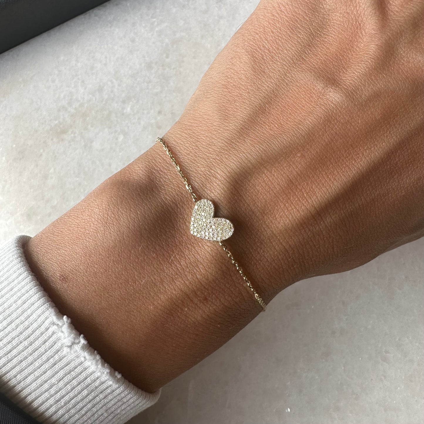 Pave Slanted Heart Bracelet