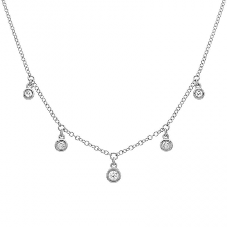 5 Floating Bezel Diamonds on Chain Necklace