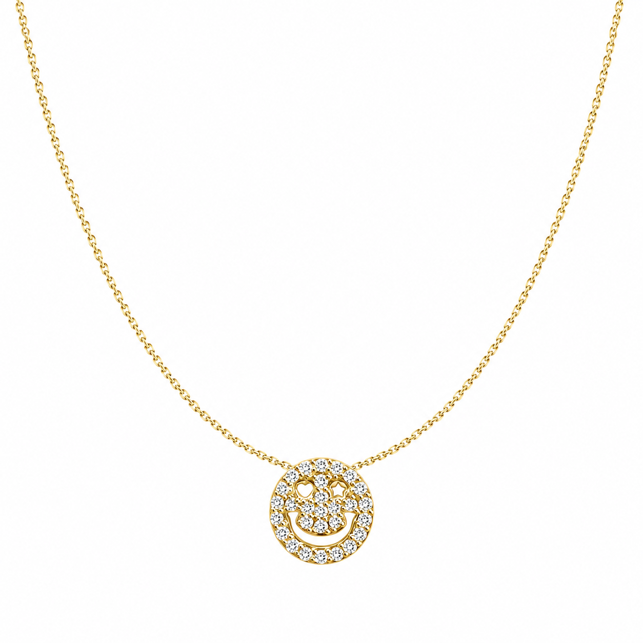 Diamonds Smiley on Chain Necklace