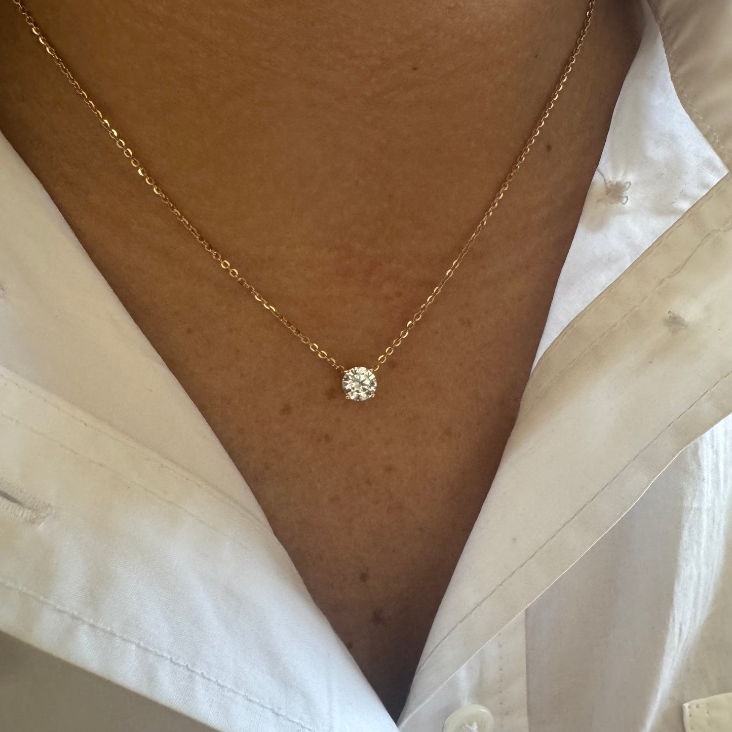 0.50 CT Round Lab Grown Diamond Solitaire on Chain Necklace