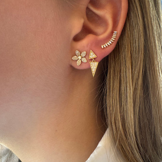 Mini 5 Petal Diamond Flower Studs