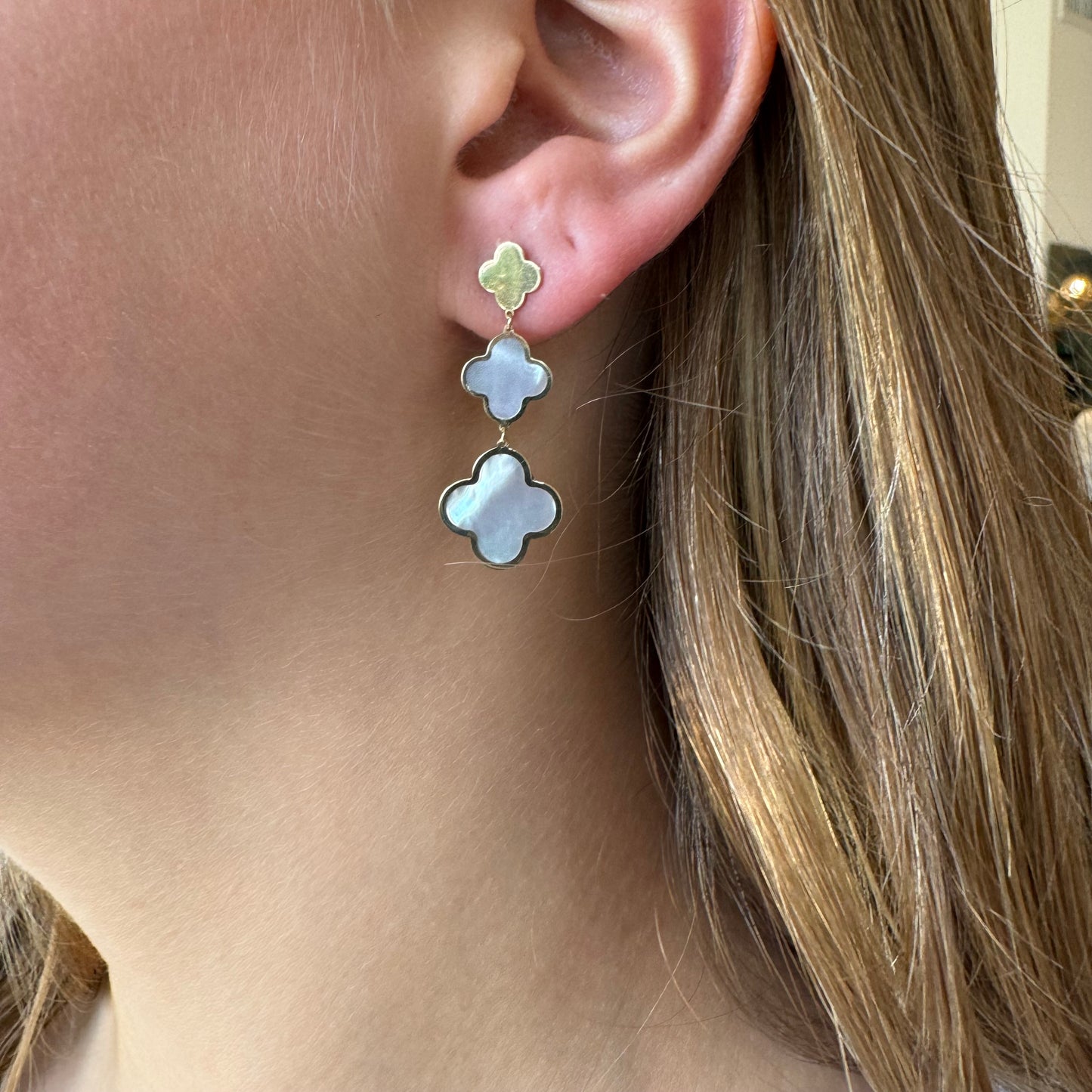 Triple Clover Hanging Graduated Earrings