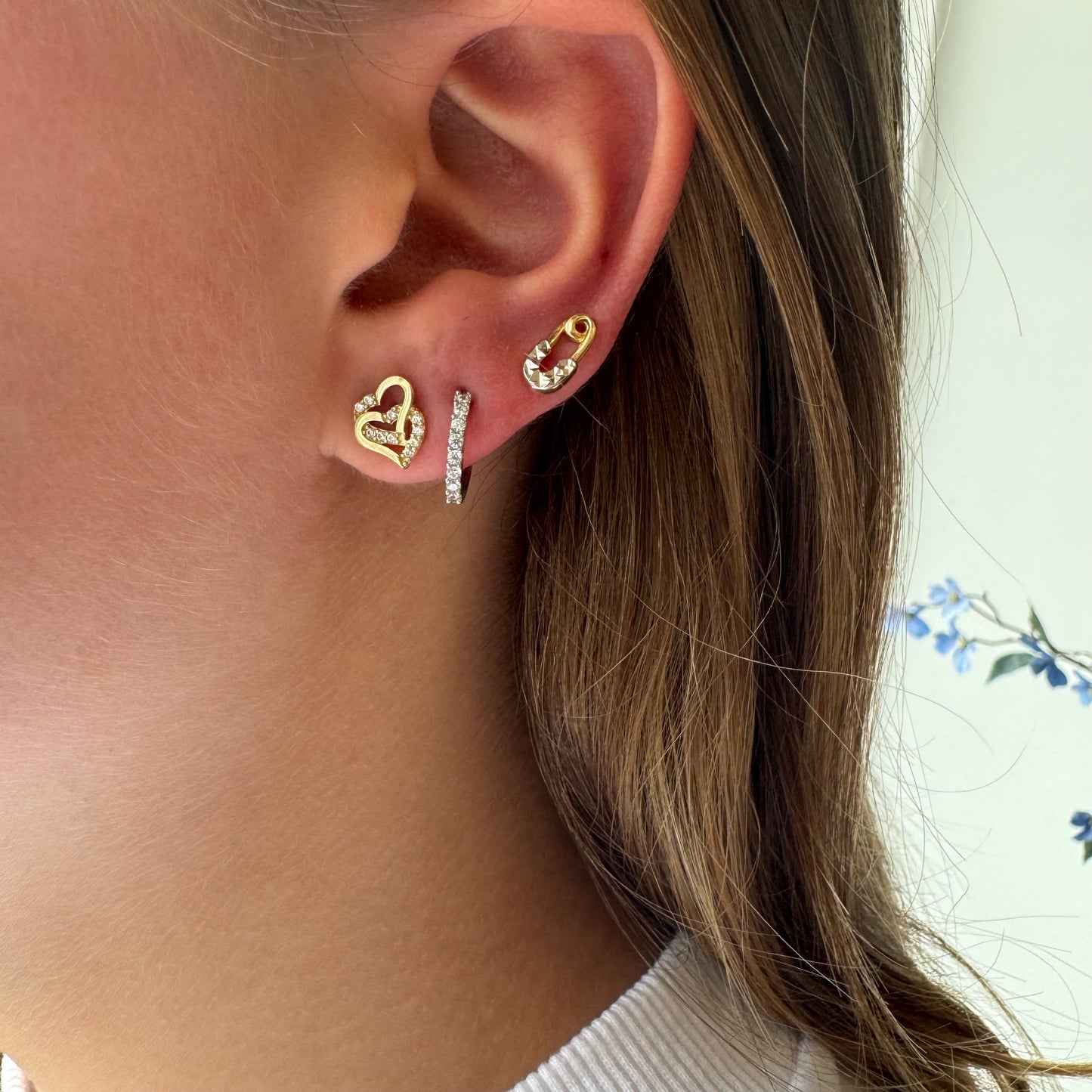 Mini Gold Safety Pin Earrings