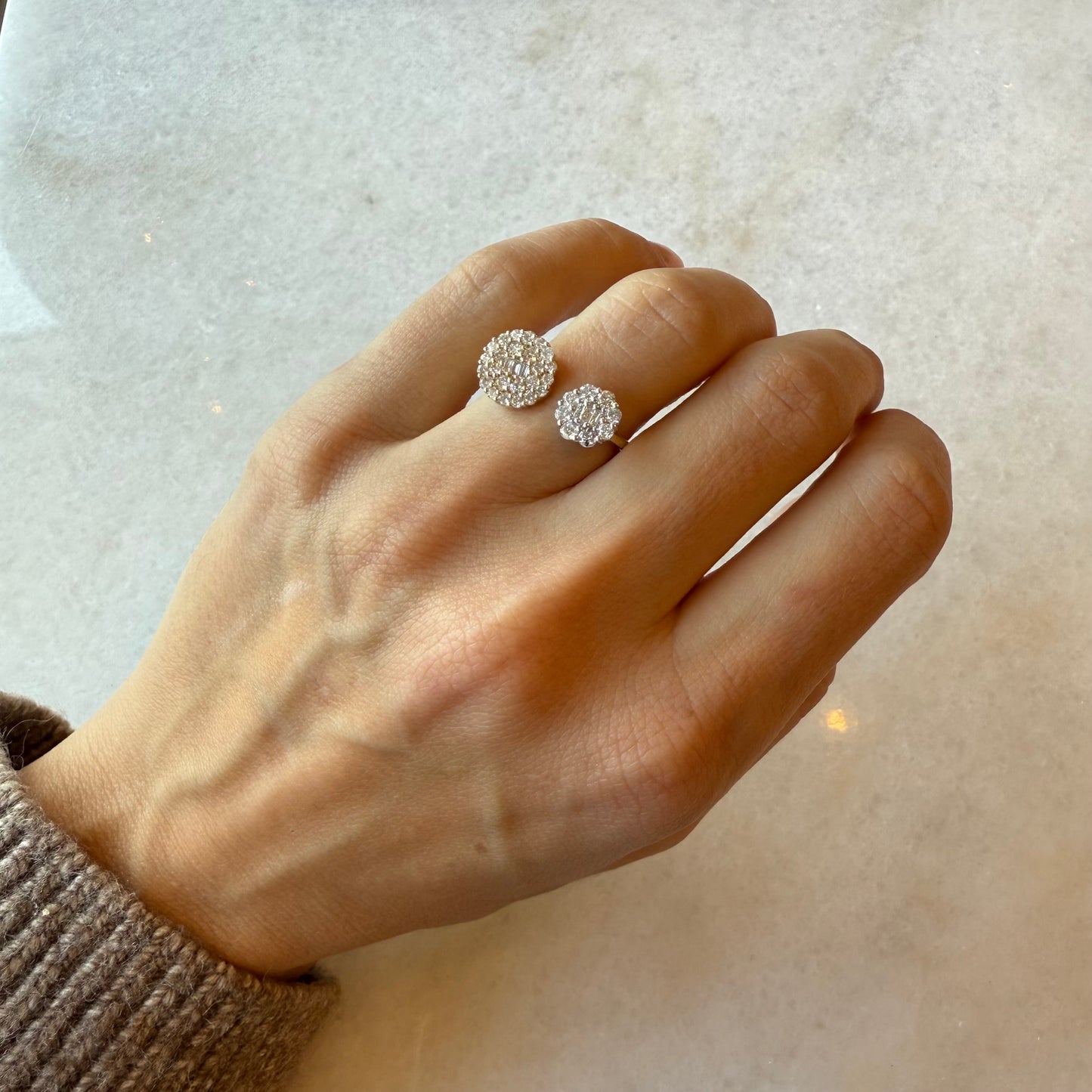 Two-Tone Round Diamonds Open Ring