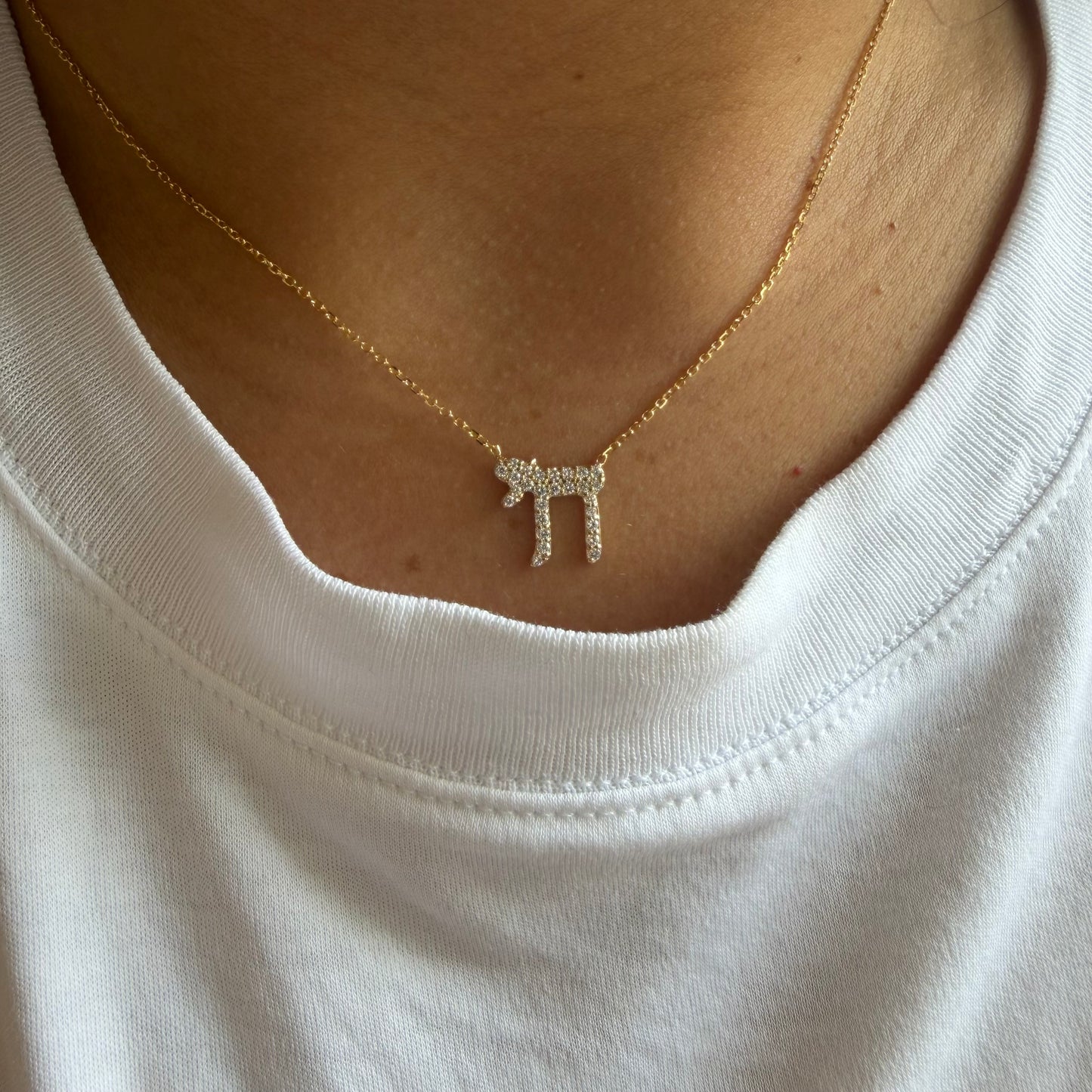 Lab Diamond Chai Necklace