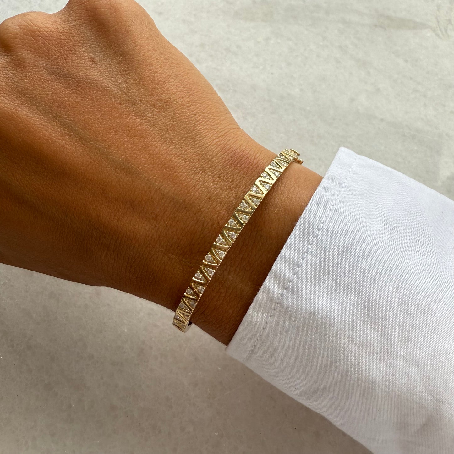 Gold & Diamond Triangle Bangle