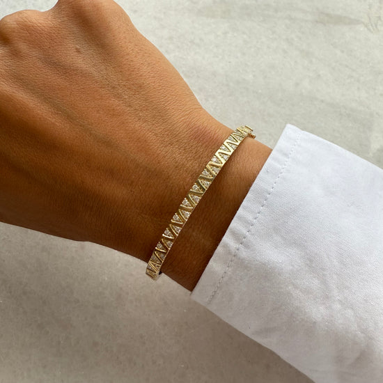 Gold & Diamond Triangle Bangle