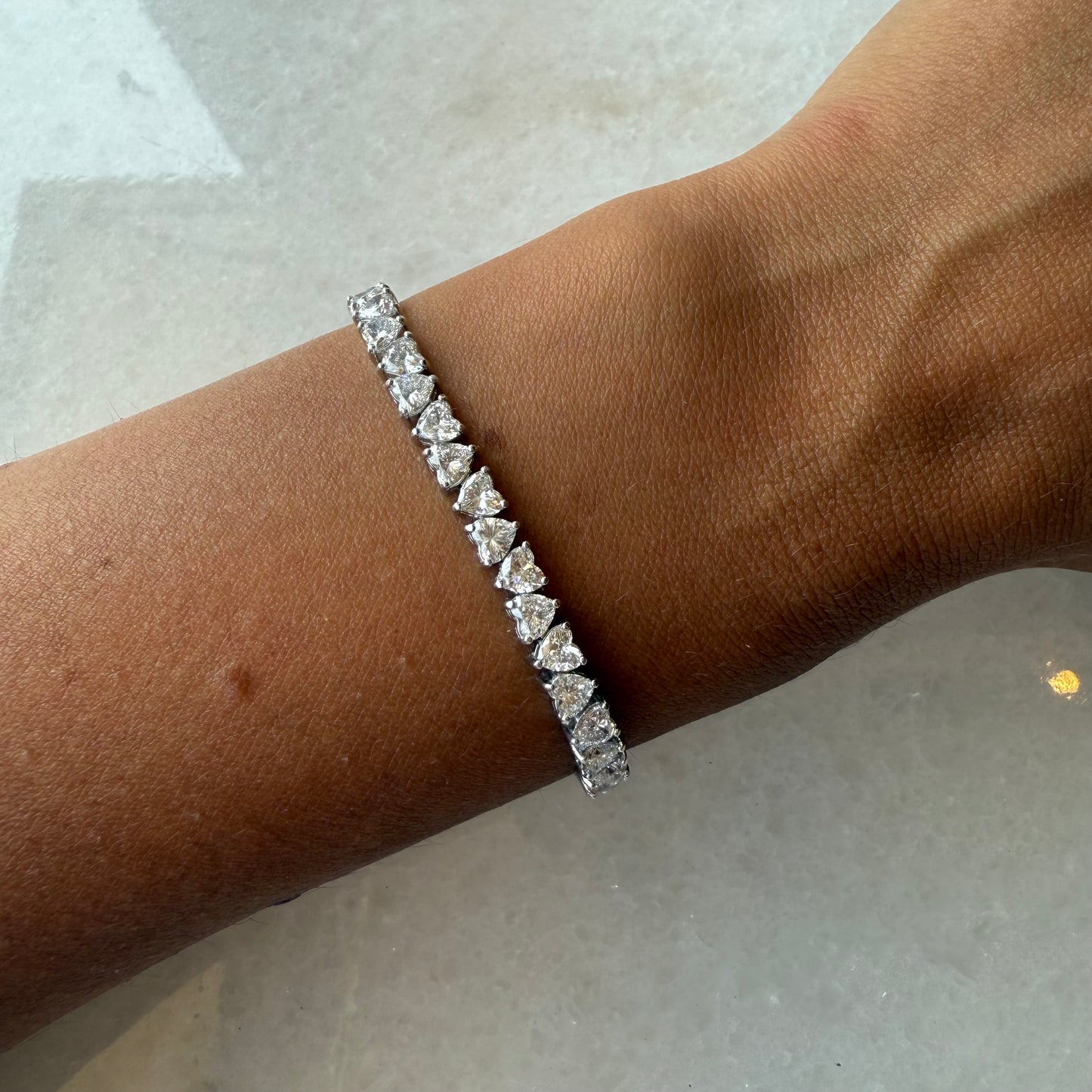 Opposing Heart Lab Diamond Tennis Bracelet