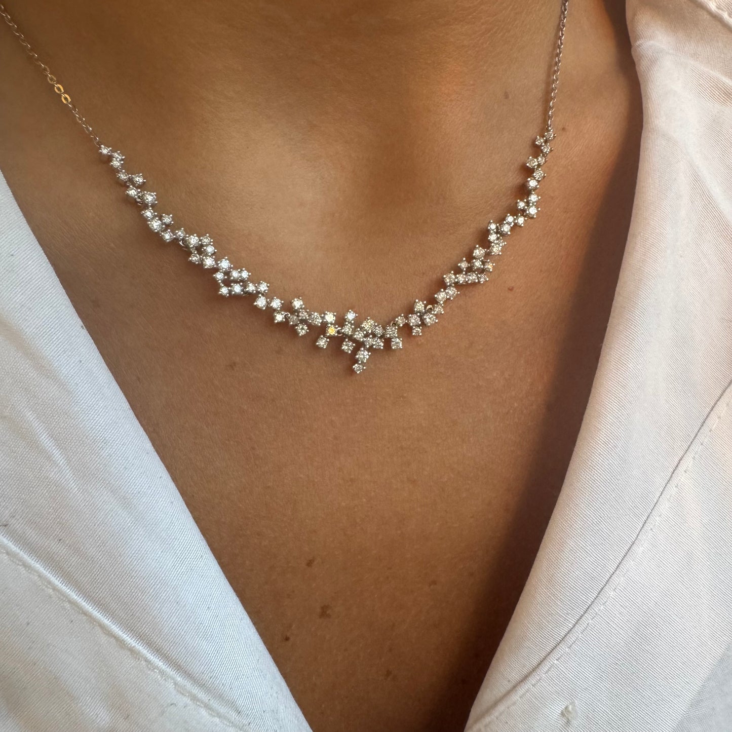 Scattered Diamond Drop Necklace