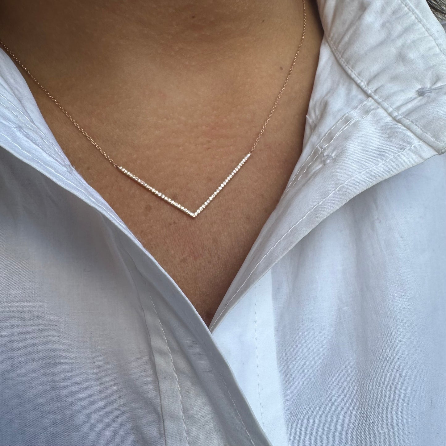 Pave Diamond Chevron Necklace