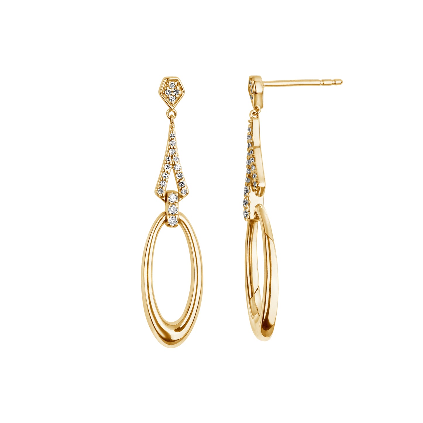 Oval Drop Diamond Earrings