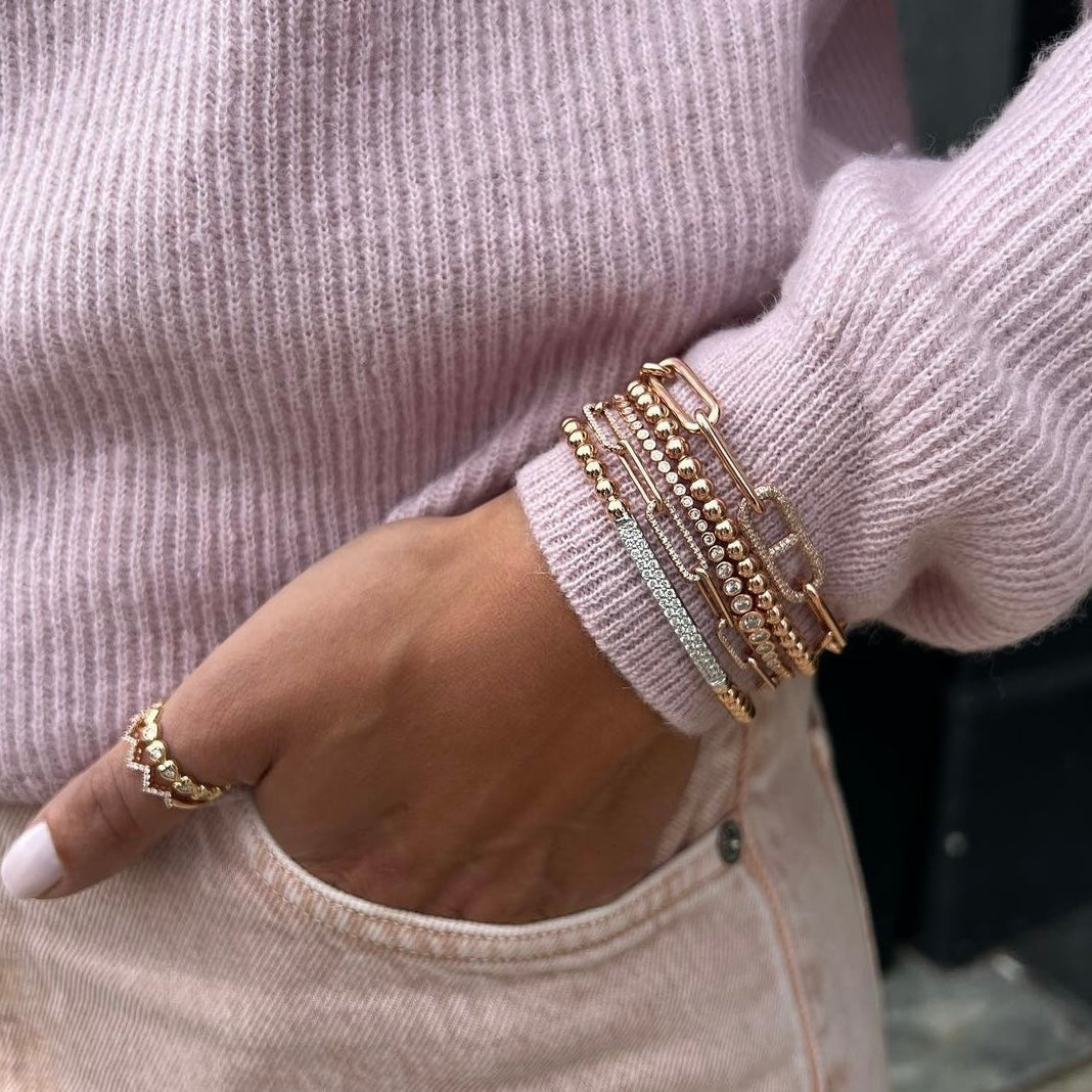 Stretchy 14K Gold Ball Bracelet