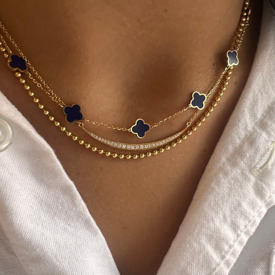 Curved Diamond Bar on Chain Necklace