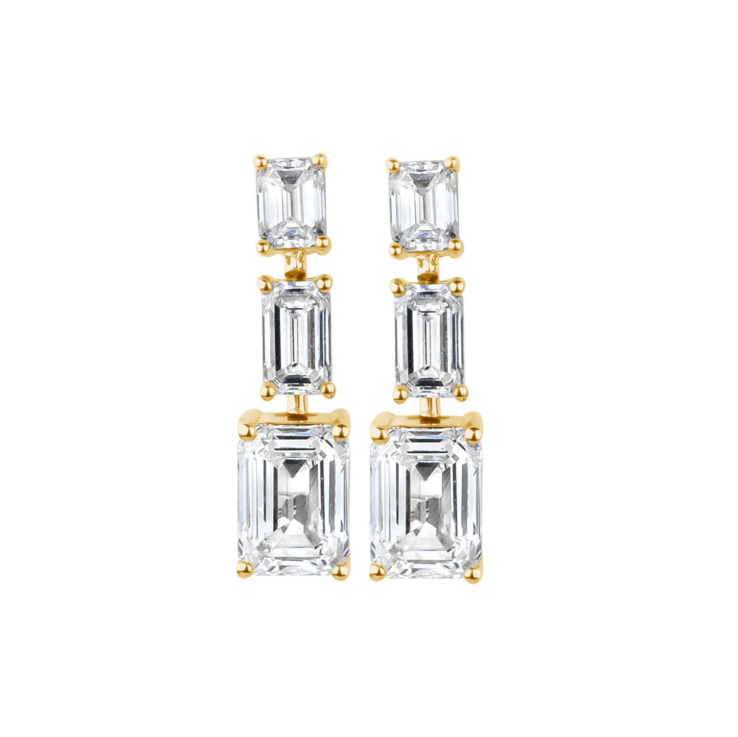 Lab Emerald Diamond Drop Earrings