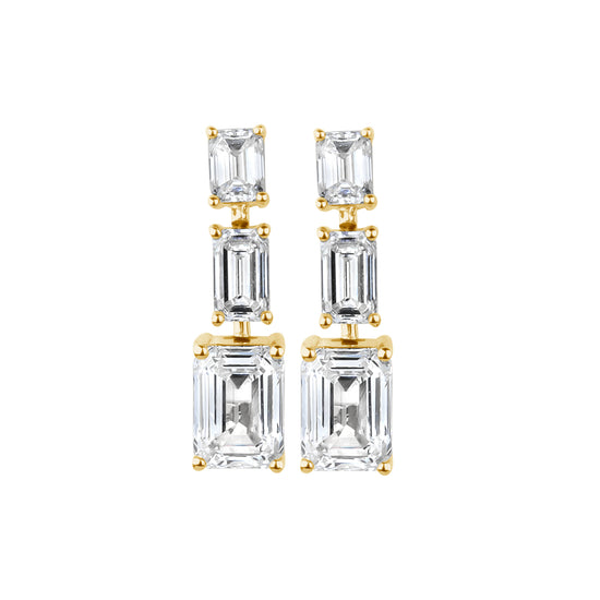 Lab Emerald Diamond Drop Earrings