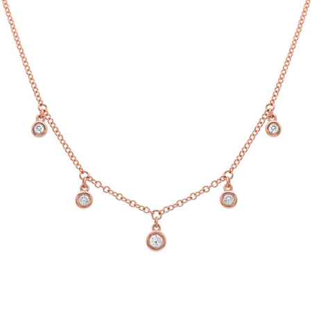 5 Floating Bezel Diamonds on Chain Necklace